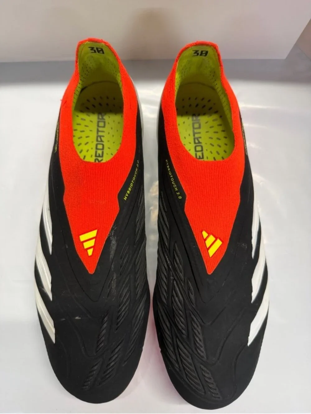 adidas Men’s Predator Laceless Soccer Shoes - Black, Red & Yellow size 9